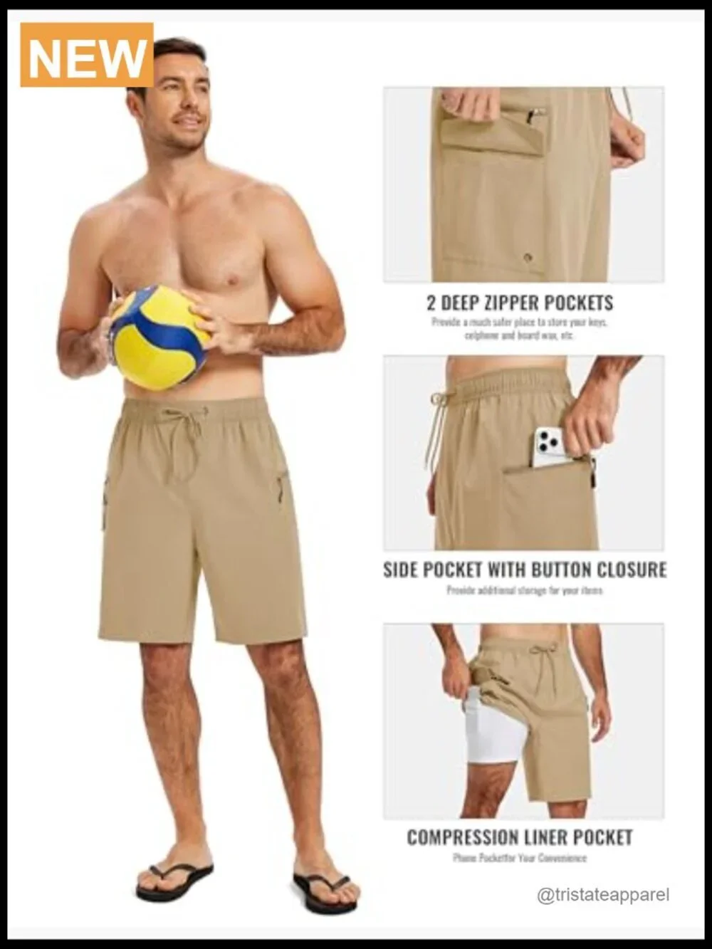 Men's Quick Dry Swim Trunks with Compression Liner 9